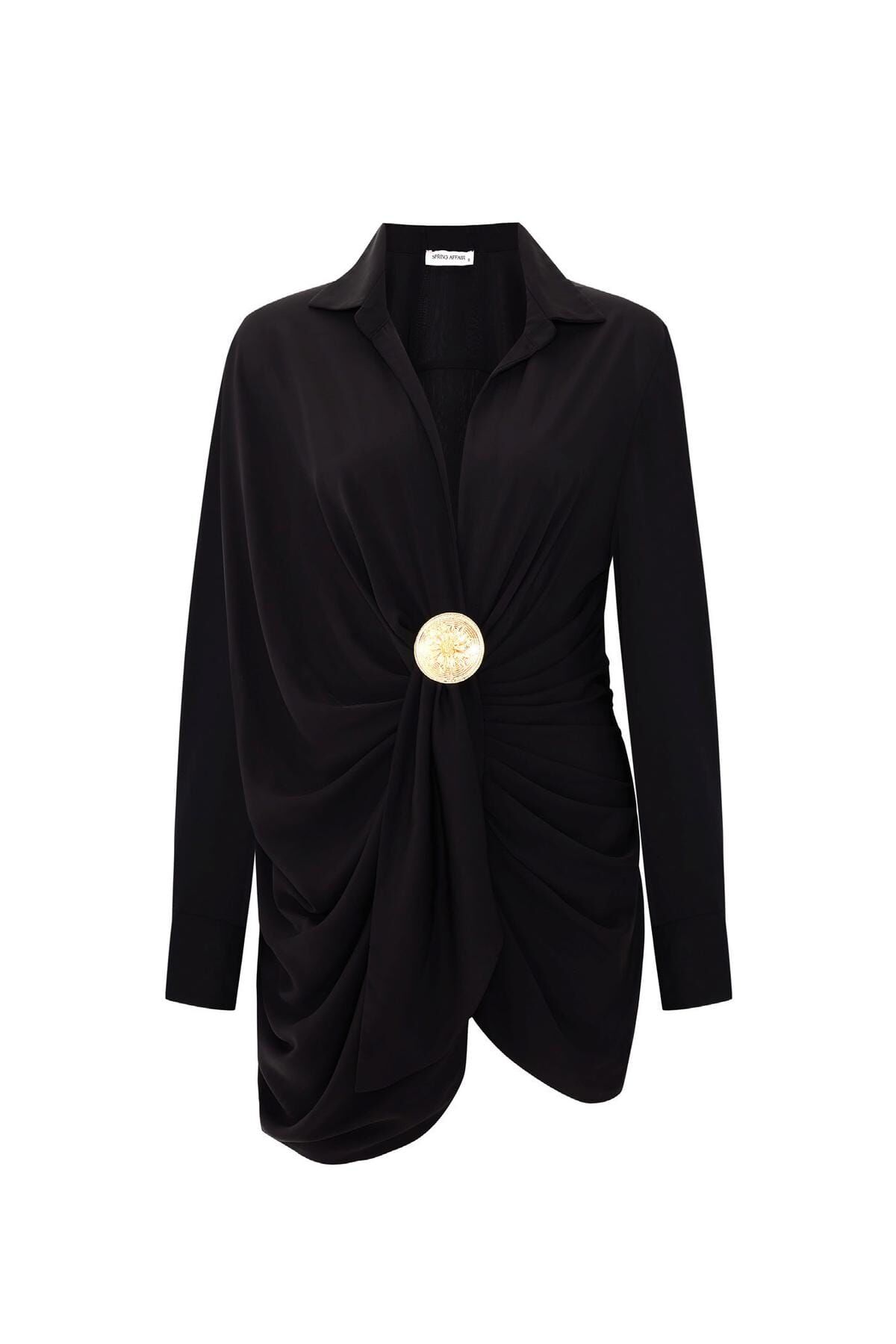 Bahar Çiçek Detaylı Mini Gömlek Elbise