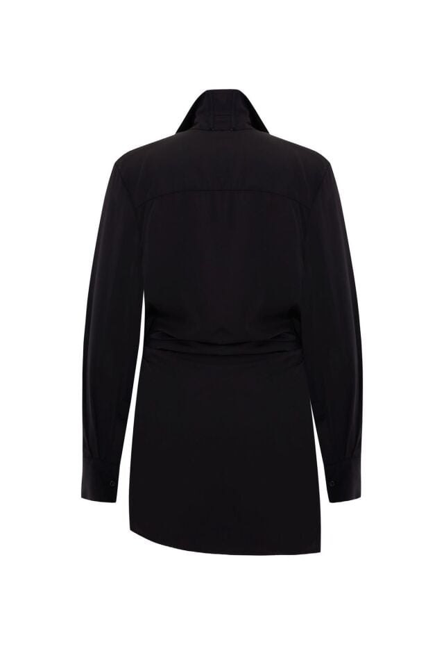 Bahar Çiçek Detaylı Mini Gömlek Elbise