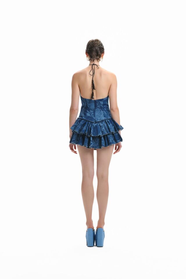 BLOSSOM HALTER YAKA KOT ELBİSE