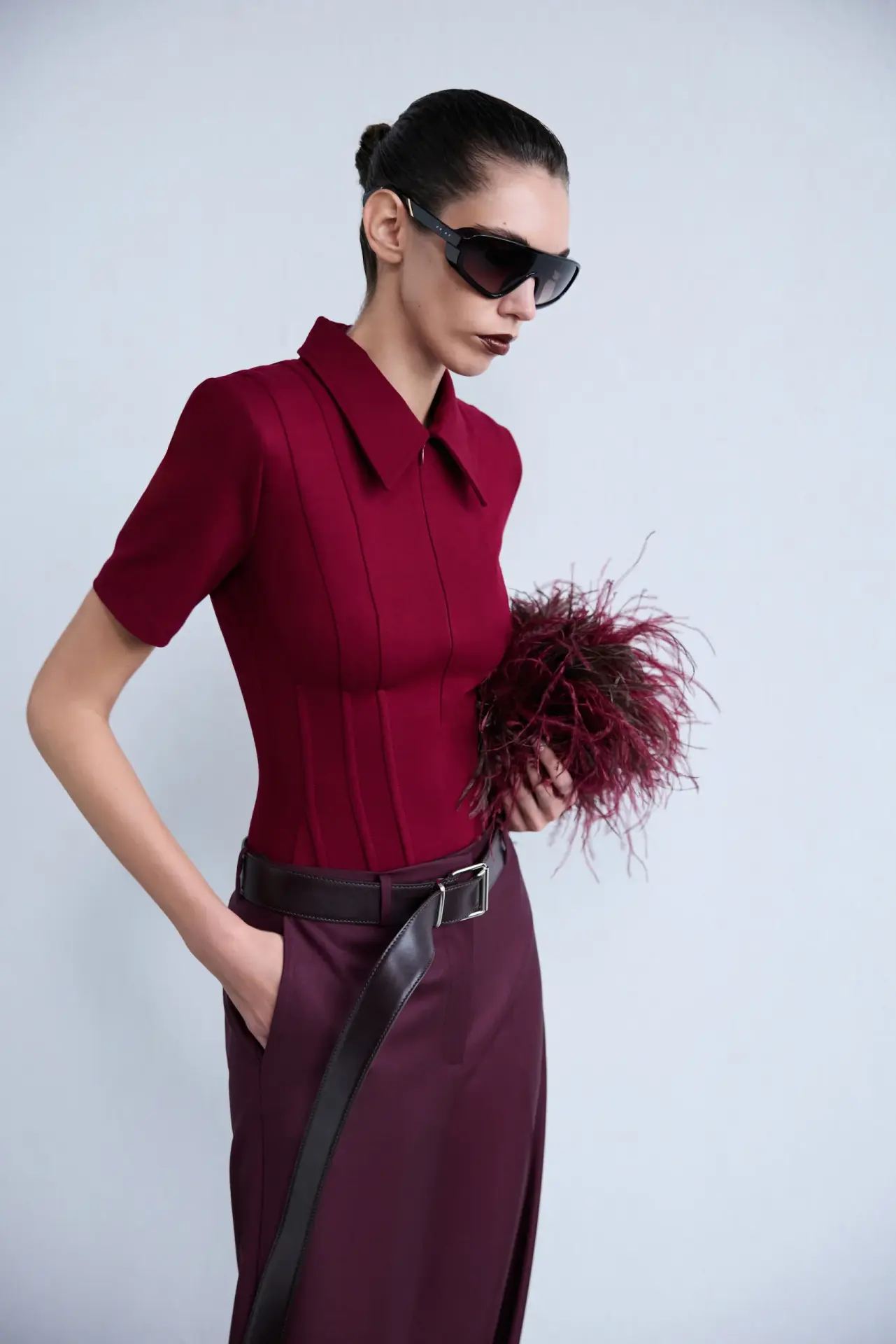 KATE Polo Yaka Korse Detaylı Tshirt