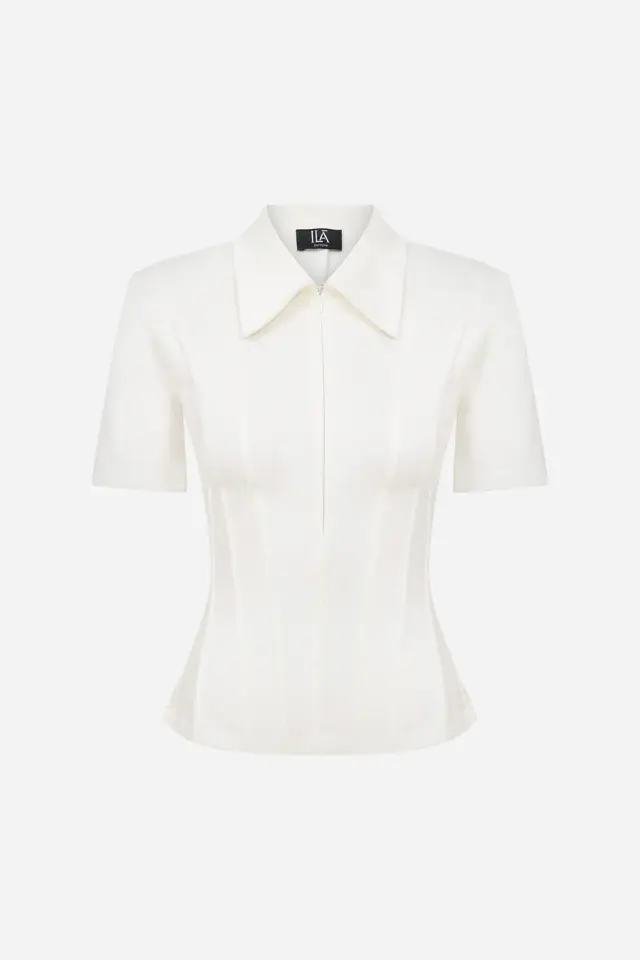 KATE Polo Yaka Korse Detaylı Tshirt