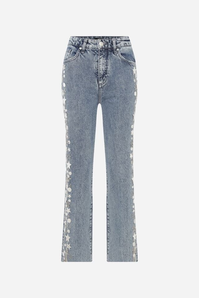 STELLA El Dikişli Yıldız Aksesuarlı Kot Pantolon