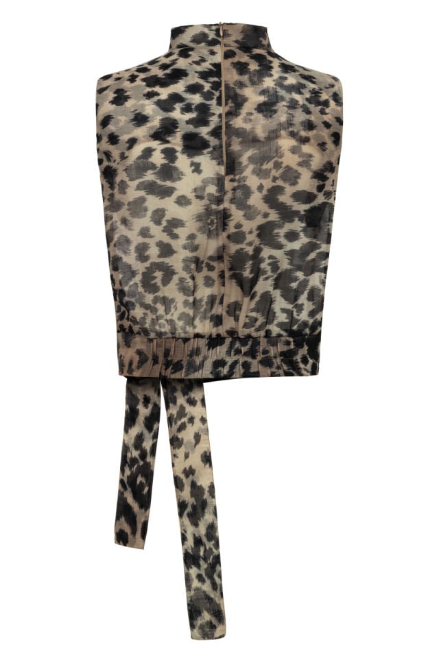 Beli Bağlamalı Leopar Bluz