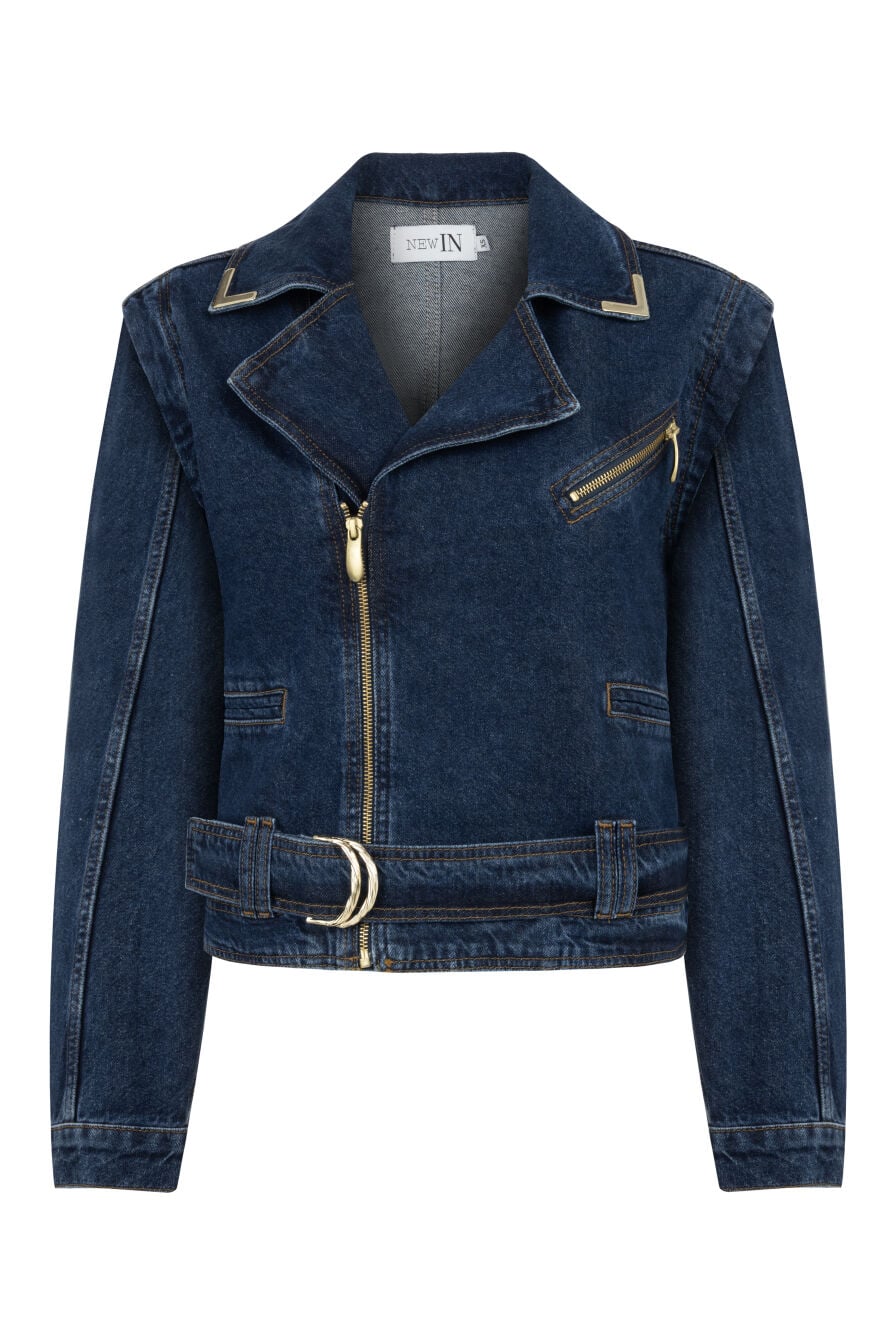 Gold Aksesuarlı Denim Ceket