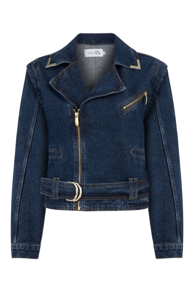 Gold Aksesuarlı Denim Ceket
