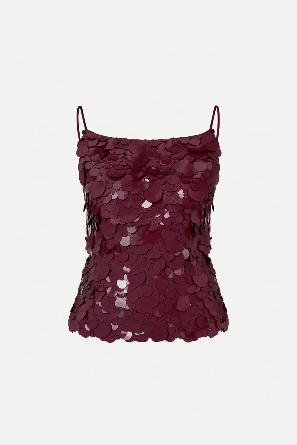 Cassie Open-Back Sequin Top in Burgundy Sequin