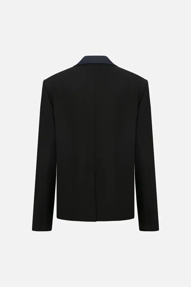 Jolie Blazer with Denim Detail in Black