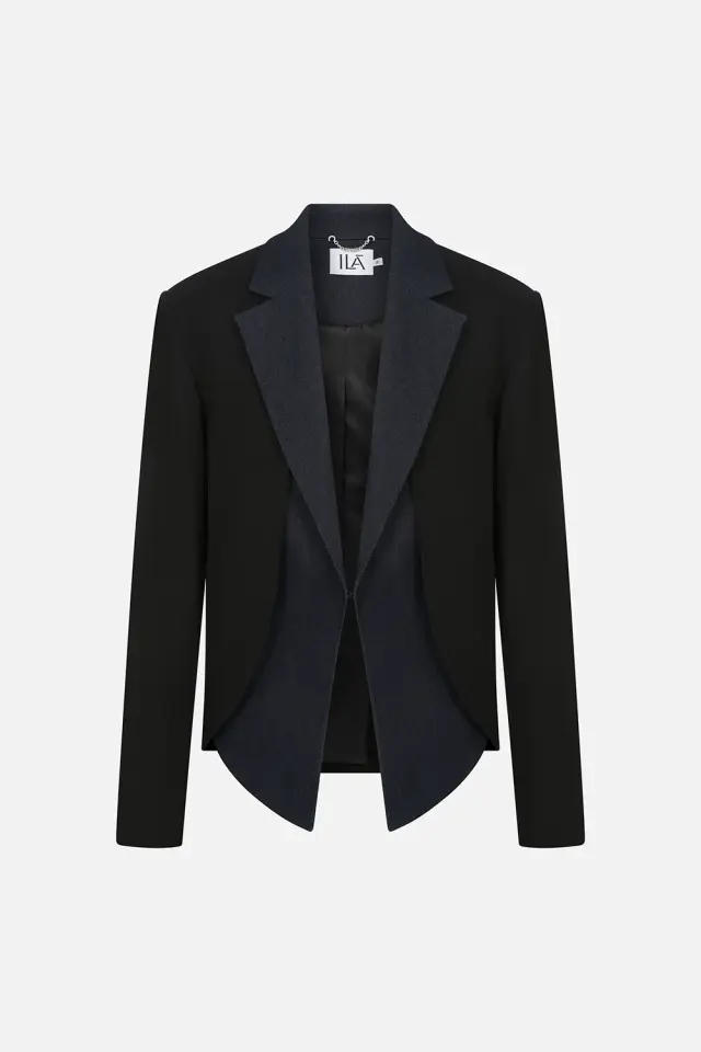 Jolie Blazer with Denim Detail in Black