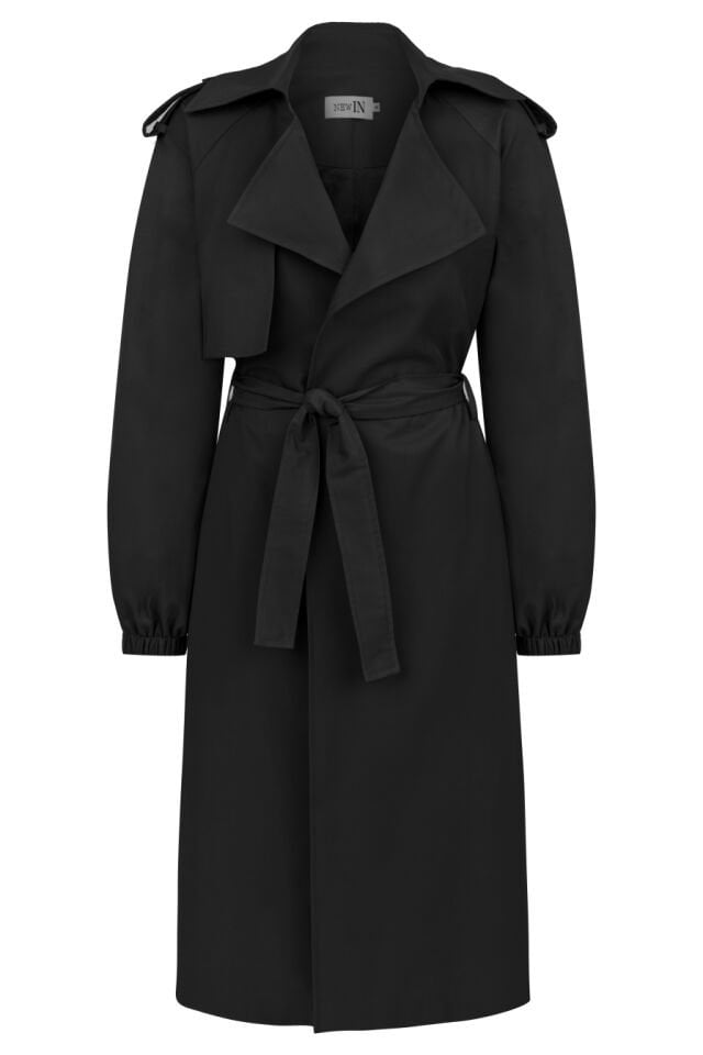 Siyah Uzun Trençkot