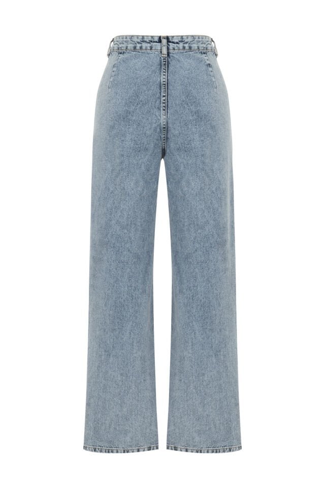 Kadife Cep Detaylı Denim Pantolon