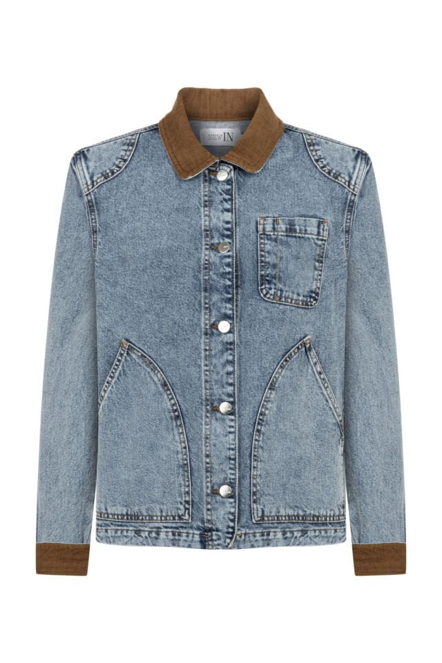 Kadife Yaka Detaylı Denim Ceket