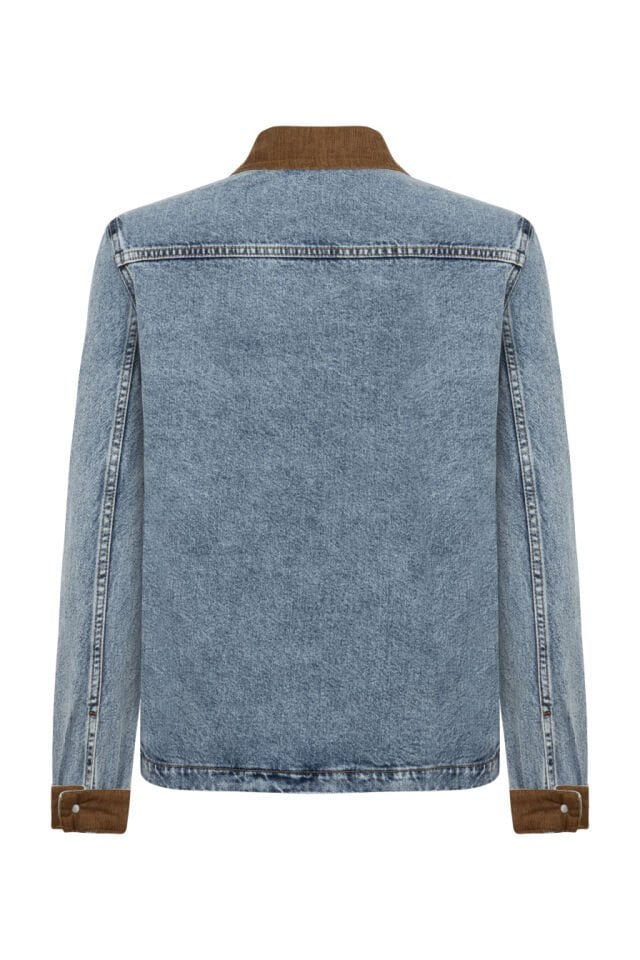 Kadife Yaka Detaylı Denim Ceket