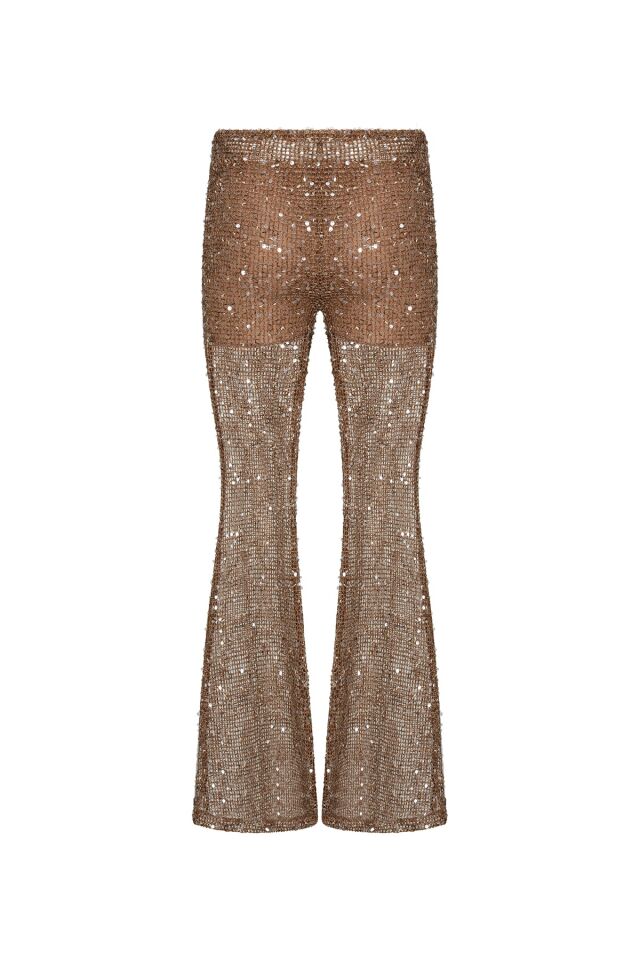 Isis El Işleme Detayli Knit Flare Pantolon