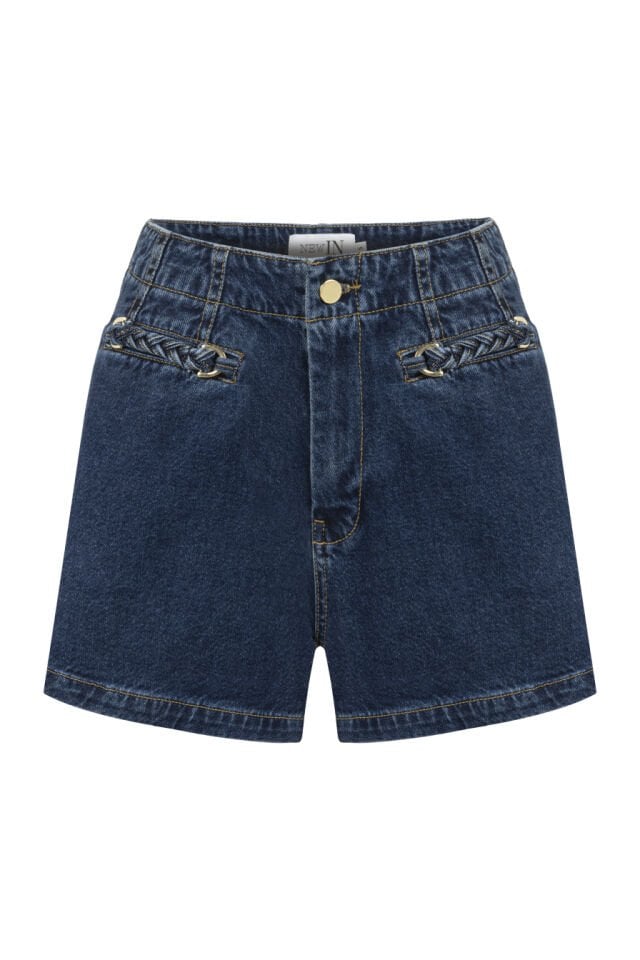 Cebi Örgü Detaylı Denim Şort