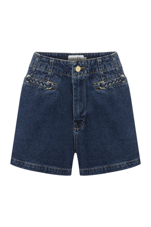 Cebi Örgü Detaylı Denim Şort