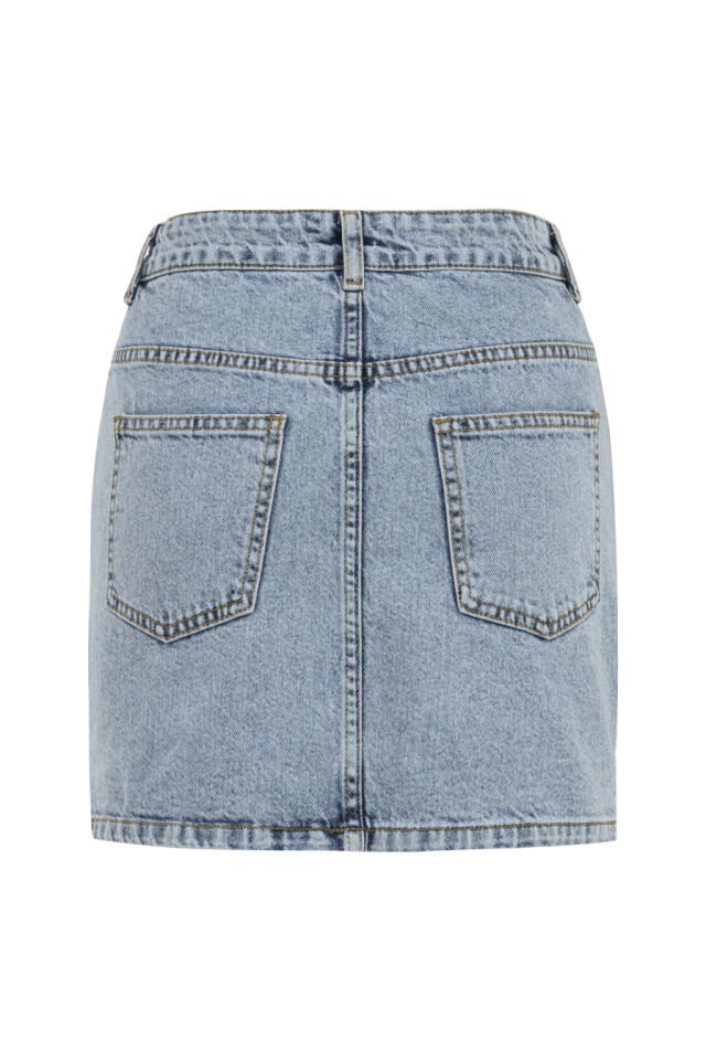 Kancalı Mavi Denim Etek