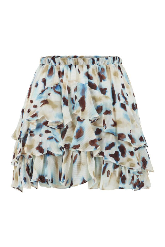 Kat Kat Fırfırlı Mavi Desenli Etek