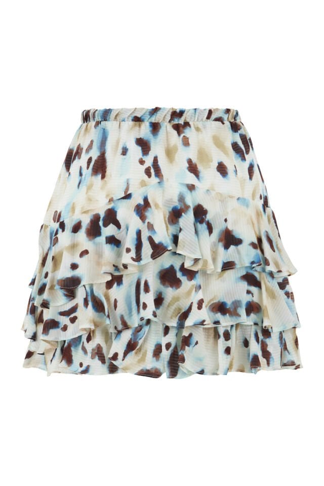 Kat Kat Fırfırlı Mavi Desenli Etek
