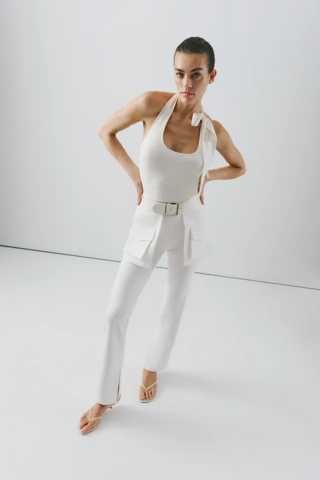 Lina Ekru Pantolon