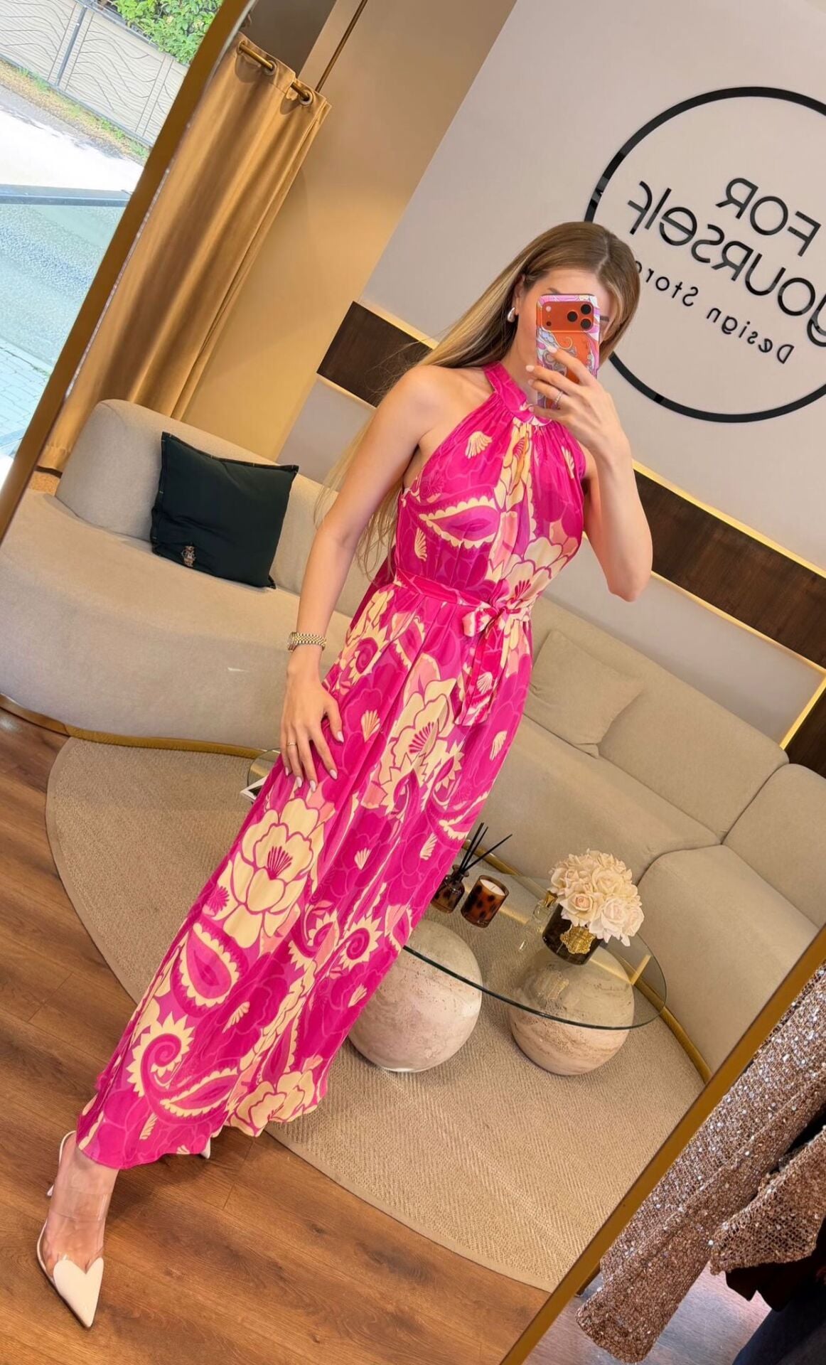 CIRCLE DESIGN PEMBE VE SARI  ELBİSE(ZEHRA HANIM )