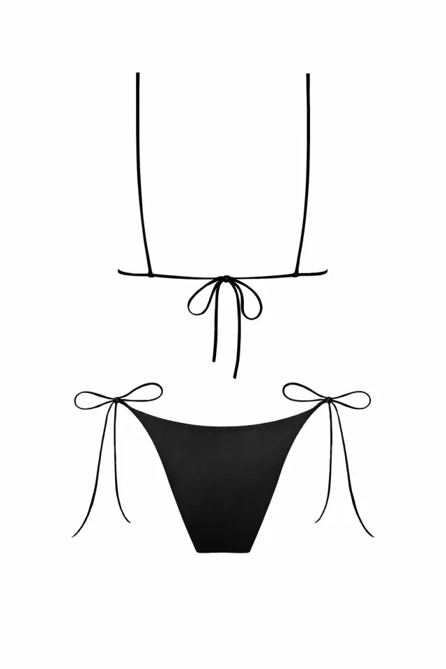 İncili Üçgen Bikini Siyah