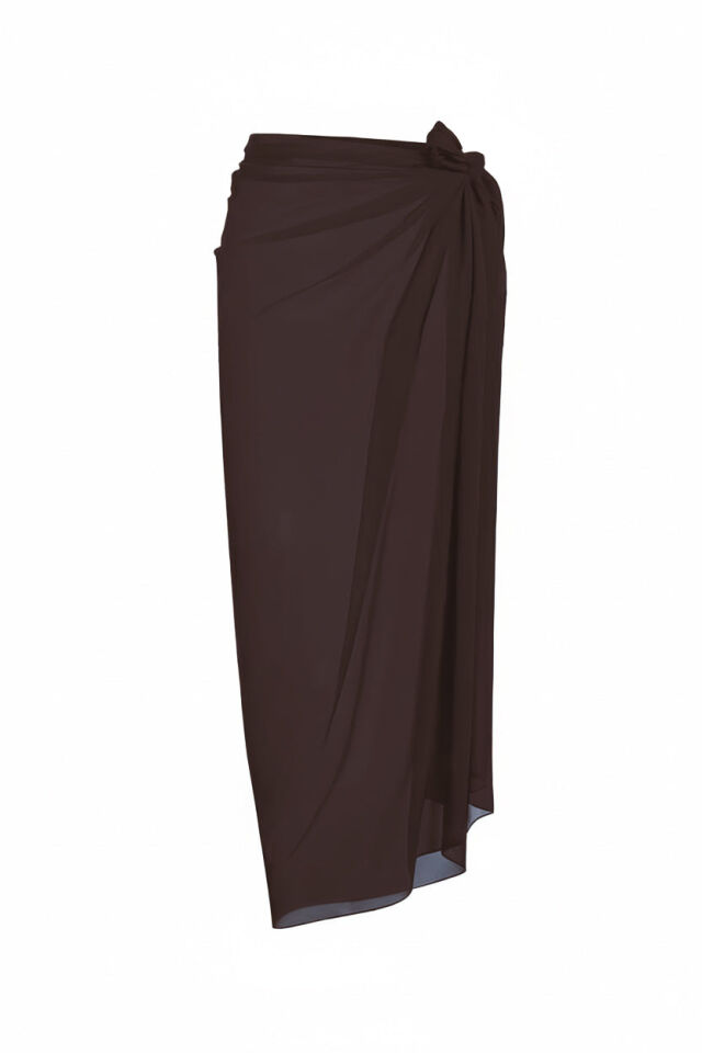 Koyu Kahve Elegance Şifon Maxi Pareo